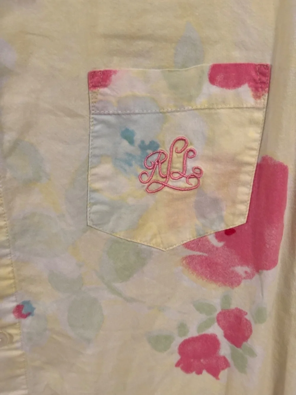 Lauren Ralph Lauren Women’s Button Down Shirt Large Yellow Floral - Picture 3 of 6